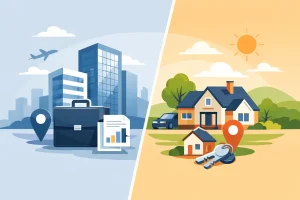 Dirección comercial versus residencial al comprar